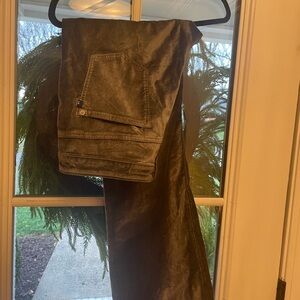 Pilcro Women's velvet olive army green pants Jeans Anthropologie